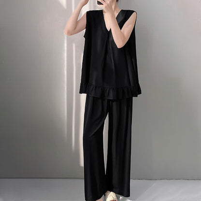 Ensemble pyjama composé d'un débardeur et d'un pantalon de couleur unie - image 14