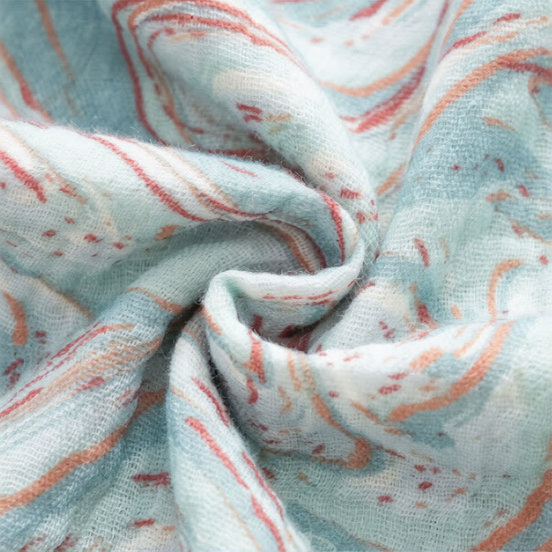 Chemise de nuit bleue à bretelles fines et à motifs de vagues artistiques - image 9