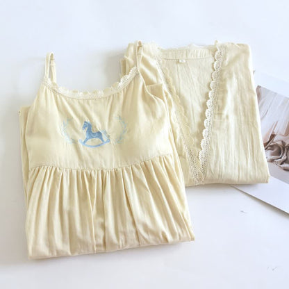 Ensemble nuisette et plaid avec broderie poney - image 16