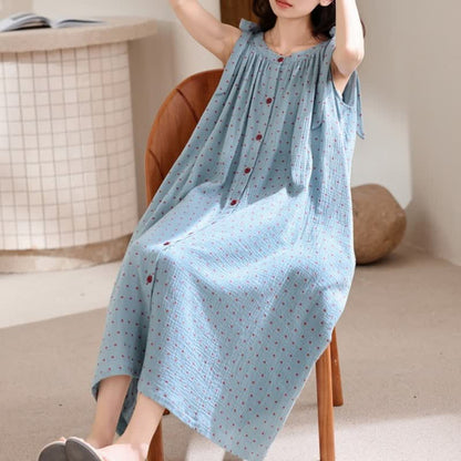 Chemise de nuit bleue à pois blancs - image 5