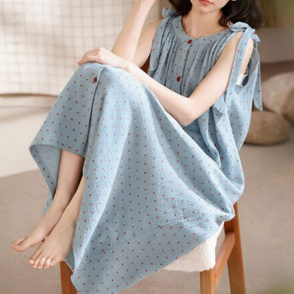 Chemise de nuit bleue à pois blancs - image 7