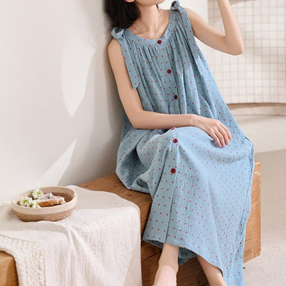 Chemise de nuit bleue à pois blancs - image 6