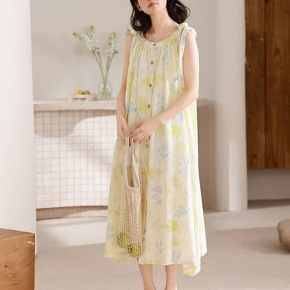 Chemise de nuit de style champêtre à motifs floraux et de feuilles - image 3