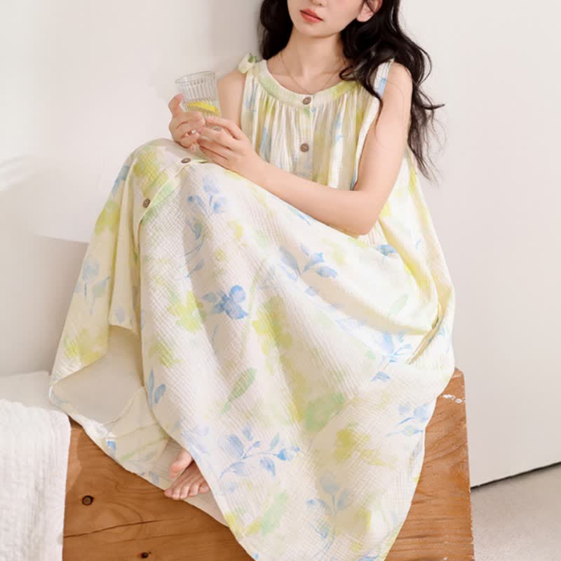 Chemise de nuit de style champêtre à motifs floraux et de feuilles - image 4
