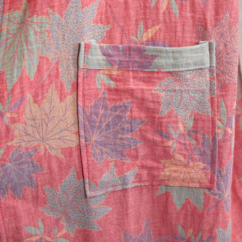 Peignoir de style kimono en coton double épaisseur à motif de feuille d'érable - image 6