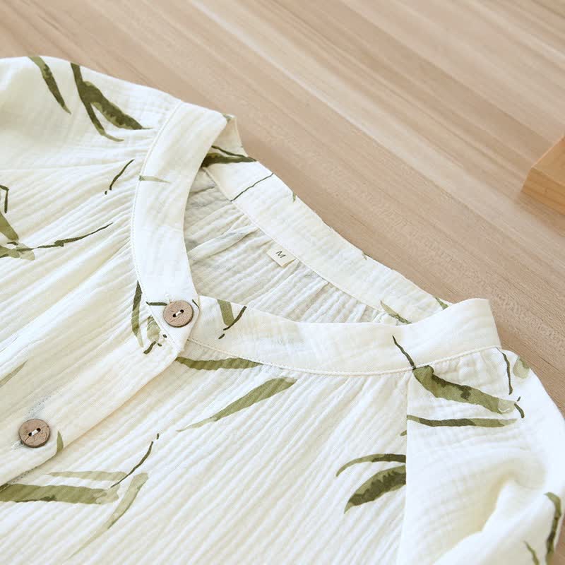 Ensemble pyjama en coton à imprimé botanique bambou - image 4