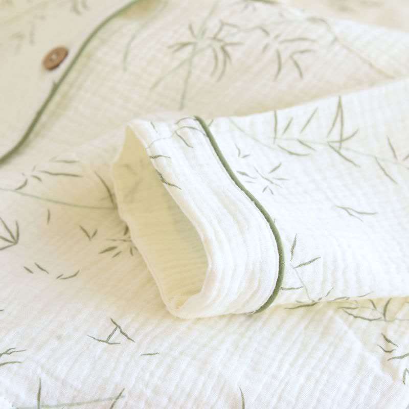 Pyjama en coton double épaisseur à motif de feuilles de bambou - image 5