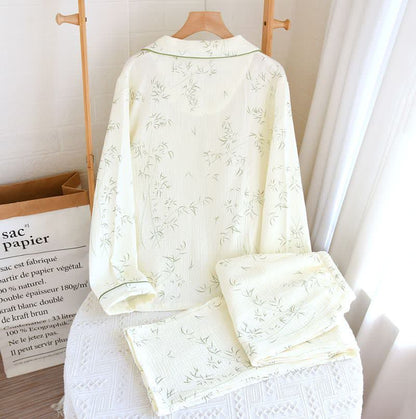 Pyjama en coton double épaisseur à motif de feuilles de bambou - image 2