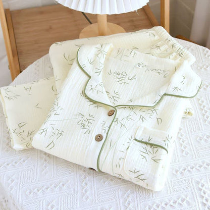 Pyjama en coton double épaisseur à motif de feuilles de bambou - image 3