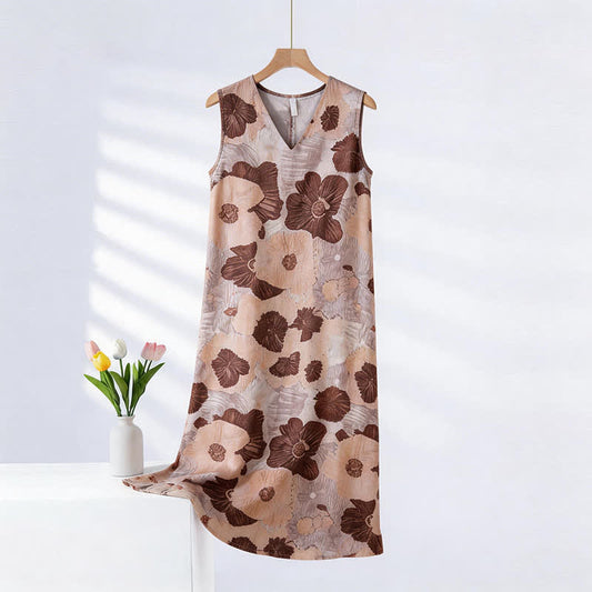 Nuisette sans manches à motif floral artistique - rose d'avoine - XXL - image 0