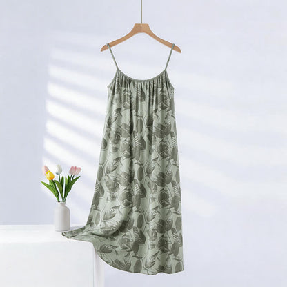 nuisette à camisole à motif de feuilles vertes artistiques - Vert clair - XXL - image 0