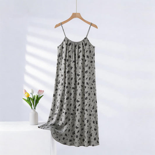 Chemise de nuit vintage à motifs floraux et de feuilles - Vert sauge - XXL - image 0