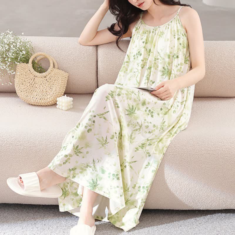 Nuisette à bretelles fines et à feuilles style rafraîchissant - image 2