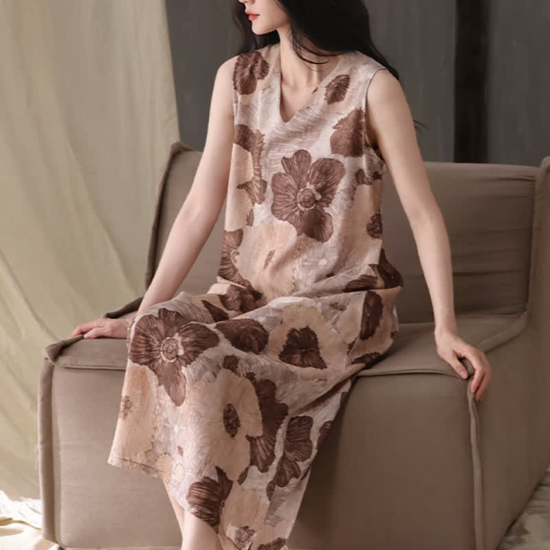 Nuisette sans manches à motif floral artistique - image 2