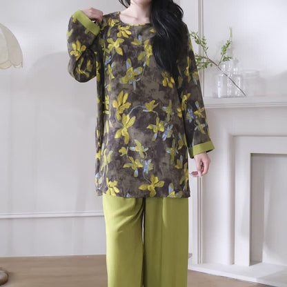 Ensemble pyjama rétro à motifs floraux de style oriental - image 2
