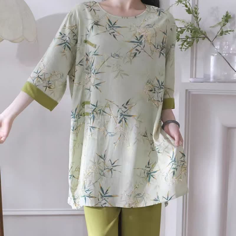 Ensemble de vêtements d'intérieur élégants en bambou de style oriental - image 3