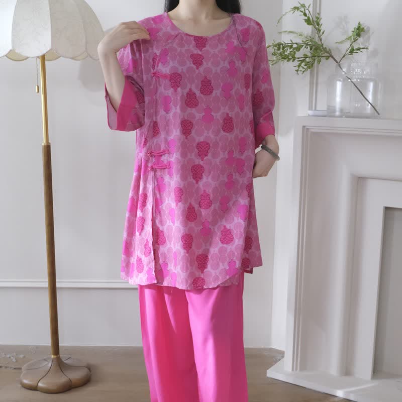 Ensemble de vêtements d'intérieur à motif citrouille de style oriental - image 2