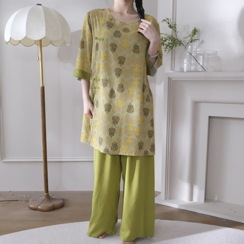 Ensemble de vêtements d'intérieur à motif citrouille de style oriental - image 8