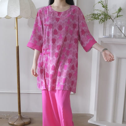 Ensemble de vêtements d'intérieur à motif citrouille de style oriental - image 1