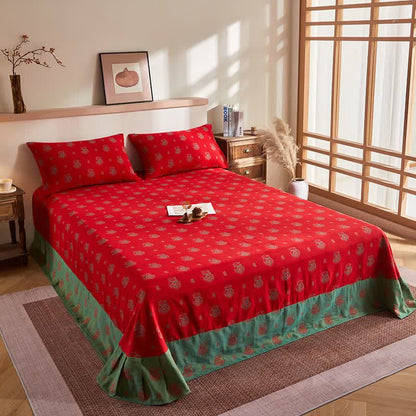 courtepointe jacquard en gaze de coton avec sac porte-bonheur - Drap-housse avec 2 taies d'oreiller - 245 cm x 250 cm - image 7