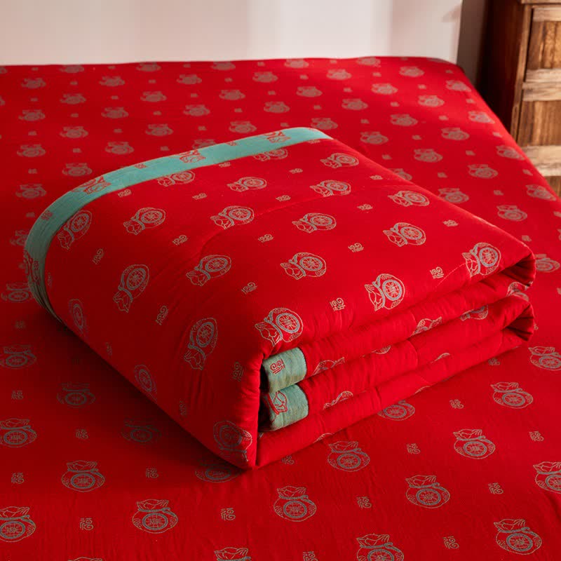 courtepointe jacquard en gaze de coton avec sac porte-bonheur - image 6