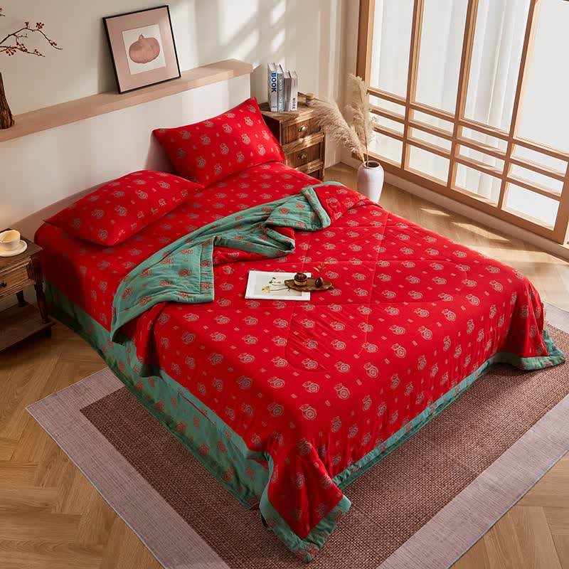 courtepointe jacquard en gaze de coton avec sac porte-bonheur - image 5