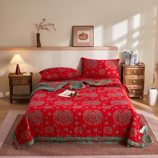 Couette rétro en jacquard de gaze de coton - ensemble de literie - 220 cm x 240 cm - image 0