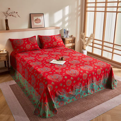 Couette rétro en jacquard de gaze de coton - Drap-housse avec 2 taies d'oreiller - 245 cm x 250 cm - image 7