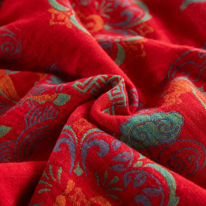 Couverture jacquard vintage à motif de chevaux, en gaze de coton - image 11