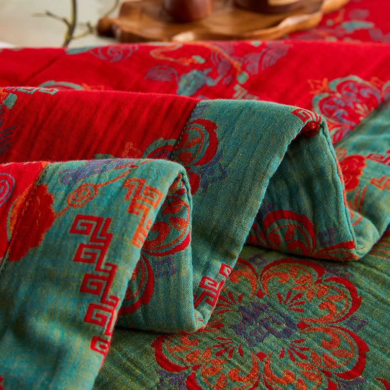 Couverture jacquard vintage à motif de chevaux, en gaze de coton - image 10