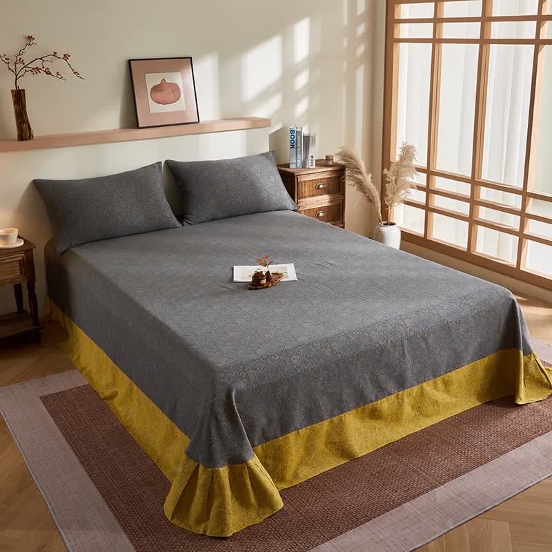 Couette en gaze de coton jacquard à motif subtil - Drap-housse avec 2 taies d'oreiller - 245 cm x 250 cm - image 6