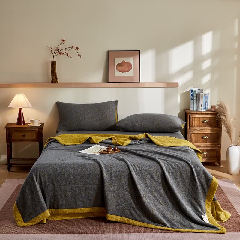 Couette en gaze de coton jacquard à motif subtil - ensemble de literie - 220 cm x 240 cm - image 0