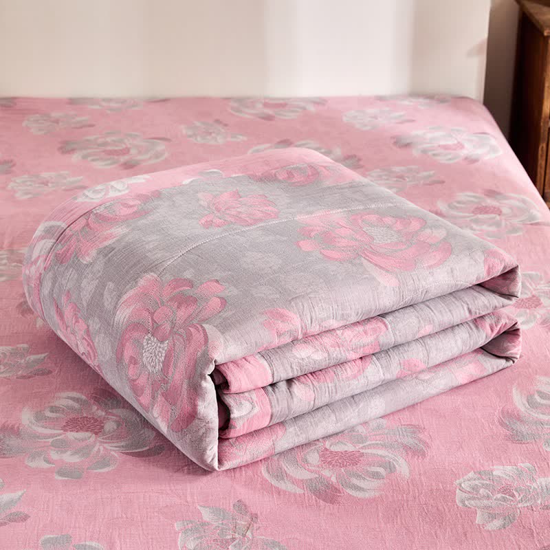 Couverture rustique en jacquard de gaze de coton à motif floral - image 7
