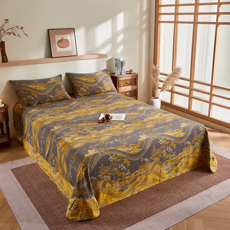 courtepointe en gaze de coton et jacquard de bambou - Drap-housse avec 2 taies d'oreiller - 245 cm x 250 cm - image 8