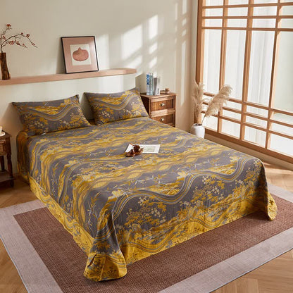 courtepointe en gaze de coton et jacquard de bambou - Drap-housse avec 2 taies d'oreiller - 245 cm x 250 cm - image 8
