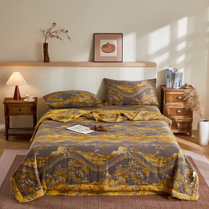 courtepointe en gaze de coton et jacquard de bambou - image 1