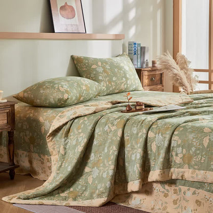 Couette en gaze de coton jacquard à motif floral et de feuilles - image 2