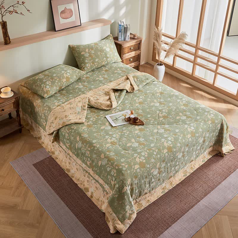 Couette en gaze de coton jacquard à motif floral et de feuilles - image 3
