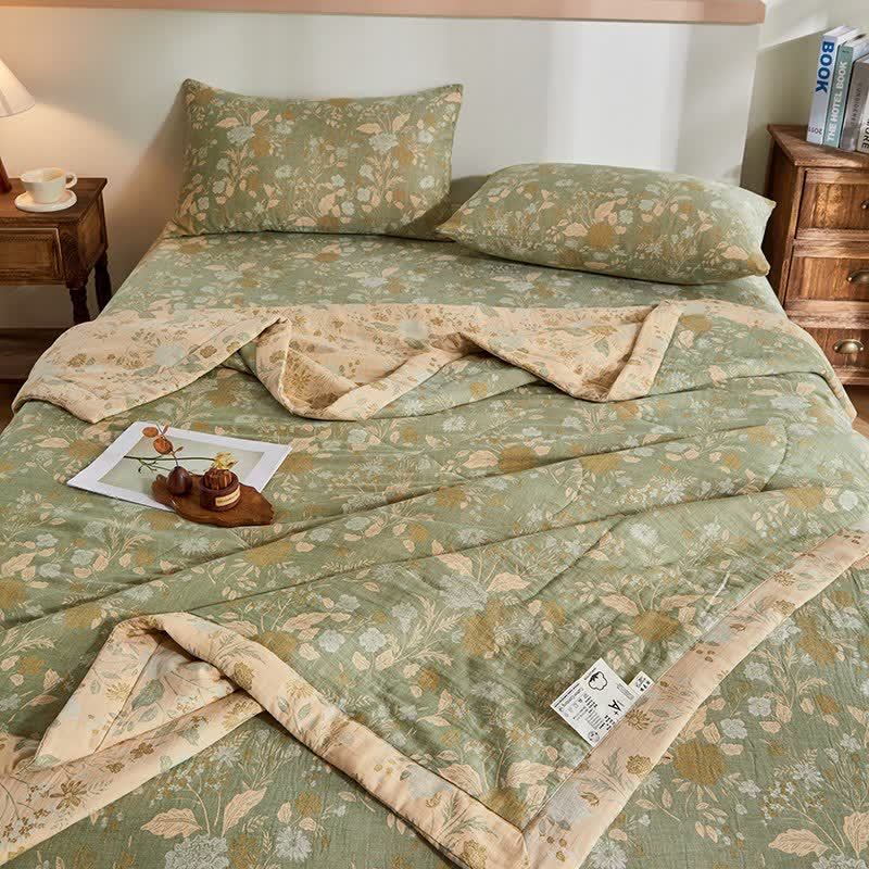 Couette en gaze de coton jacquard à motif floral et de feuilles - image 5