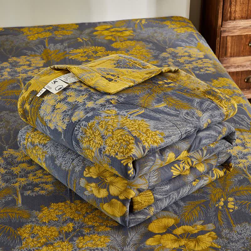 Couverture jacquard en gaze de coton à motif botanique d'arbre - image 6