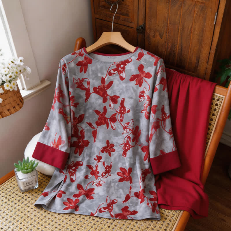 Ensemble de vêtements d'intérieur vintage à motifs floraux de style oriental - image 5