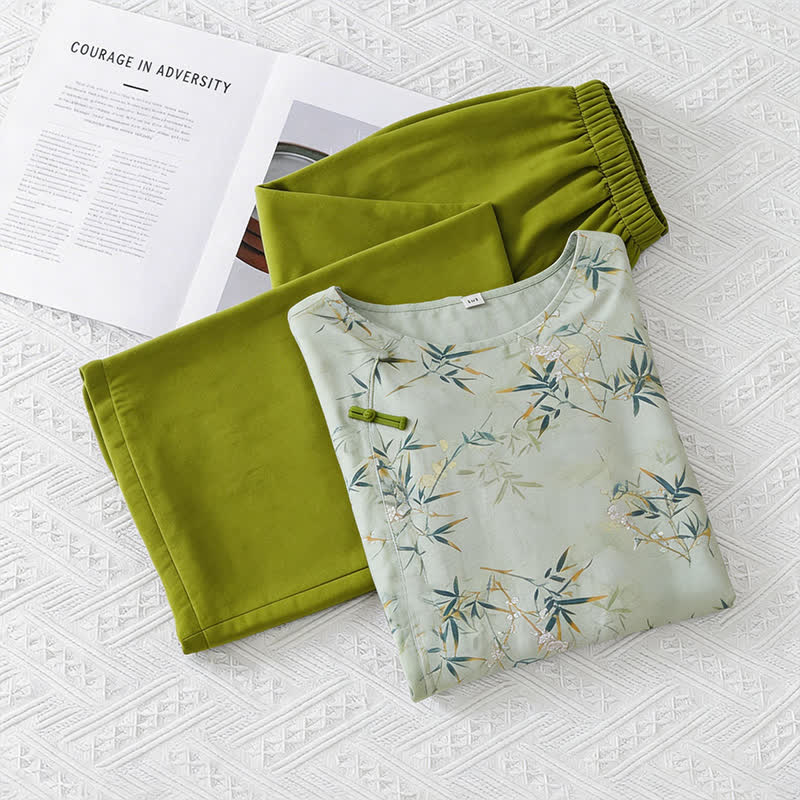 Ensemble de vêtements d'intérieur élégants en bambou de style oriental - image 8