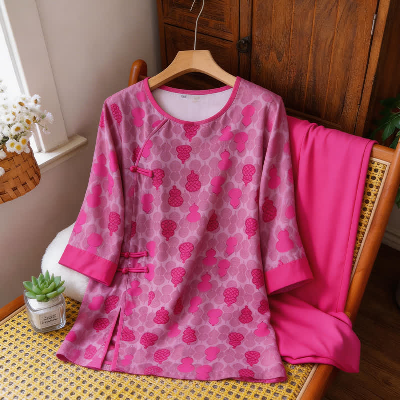 Ensemble de vêtements d'intérieur à motif citrouille de style oriental - image 5