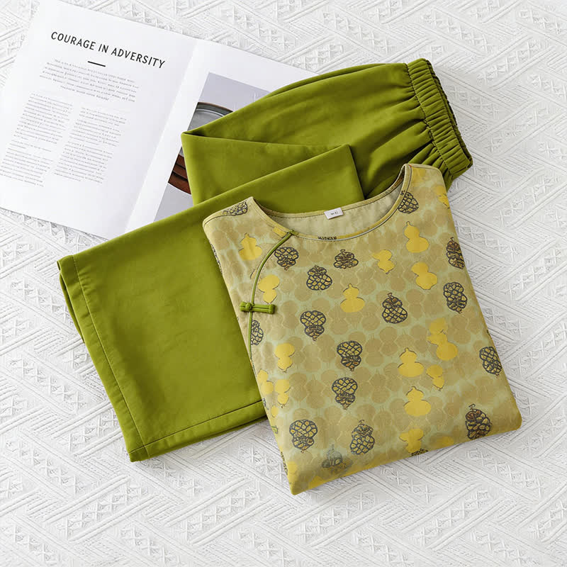 Ensemble de vêtements d'intérieur à motif citrouille de style oriental - image 11