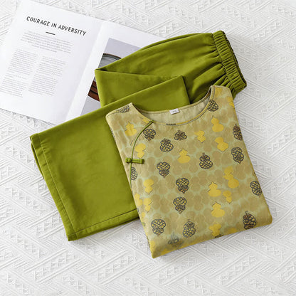 Ensemble de vêtements d'intérieur à motif citrouille de style oriental - image 11