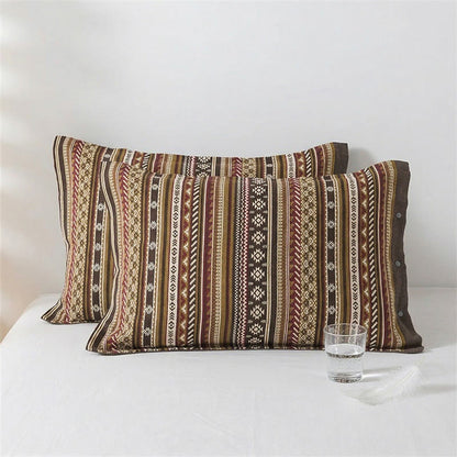 Taies d'oreiller en pur coton avec bouton bohème (2 pièces) - 52 cm x 76 cm - image 0
