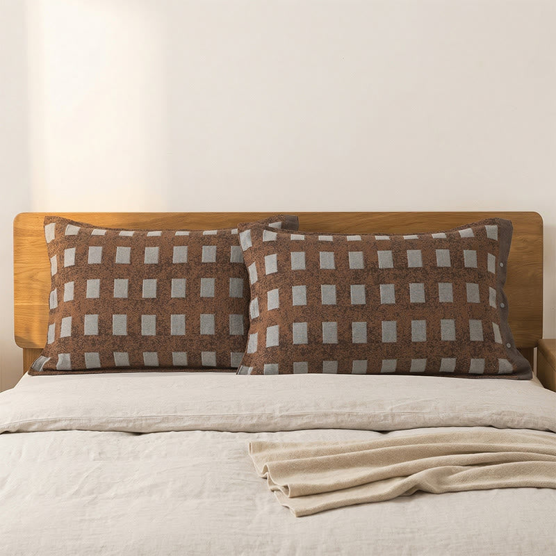 Taies d'oreiller modernes en coton jacquard Ownkoti (2 pièces) - Gris - 52 cm x 76 cm - image 0