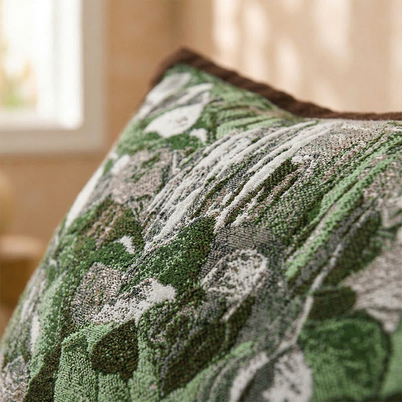 Taies d'oreiller en coton jacquard avec boutons couleur forêt (2 pièces) - image 1