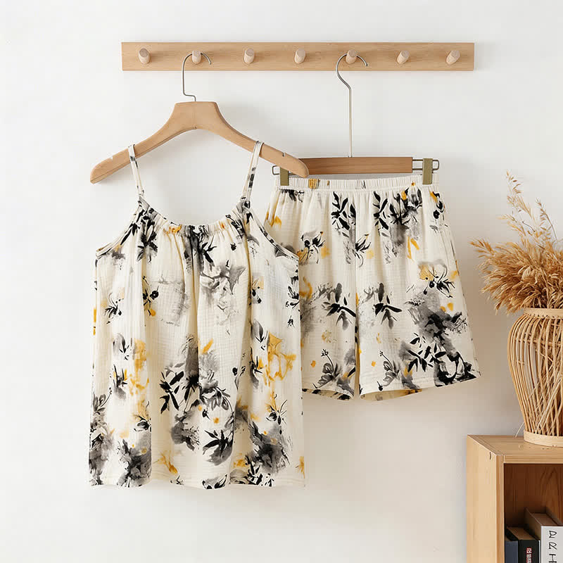 Pyjama en gaze de coton lavé à l'encre - Multicolore - XXL - image 0