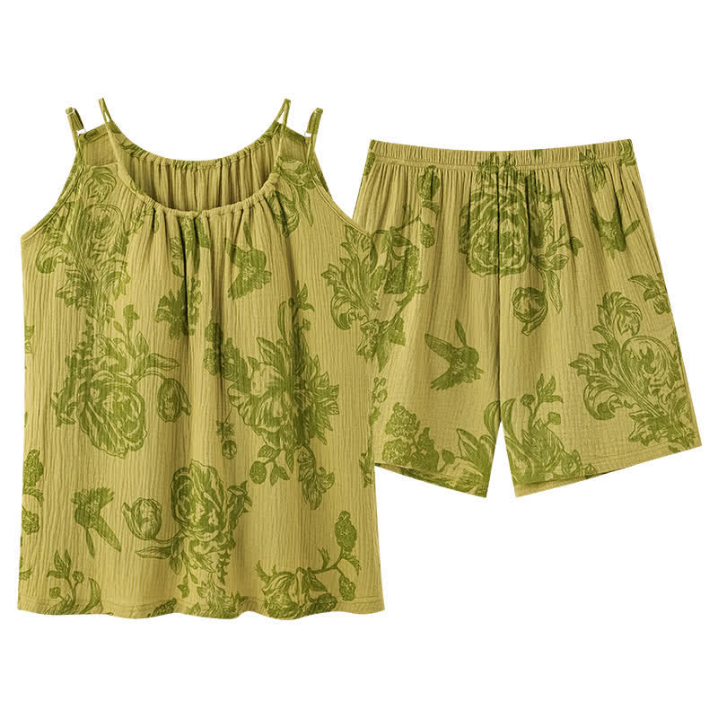 Pyjama vintage à motifs floraux et d'oiseaux - image 9